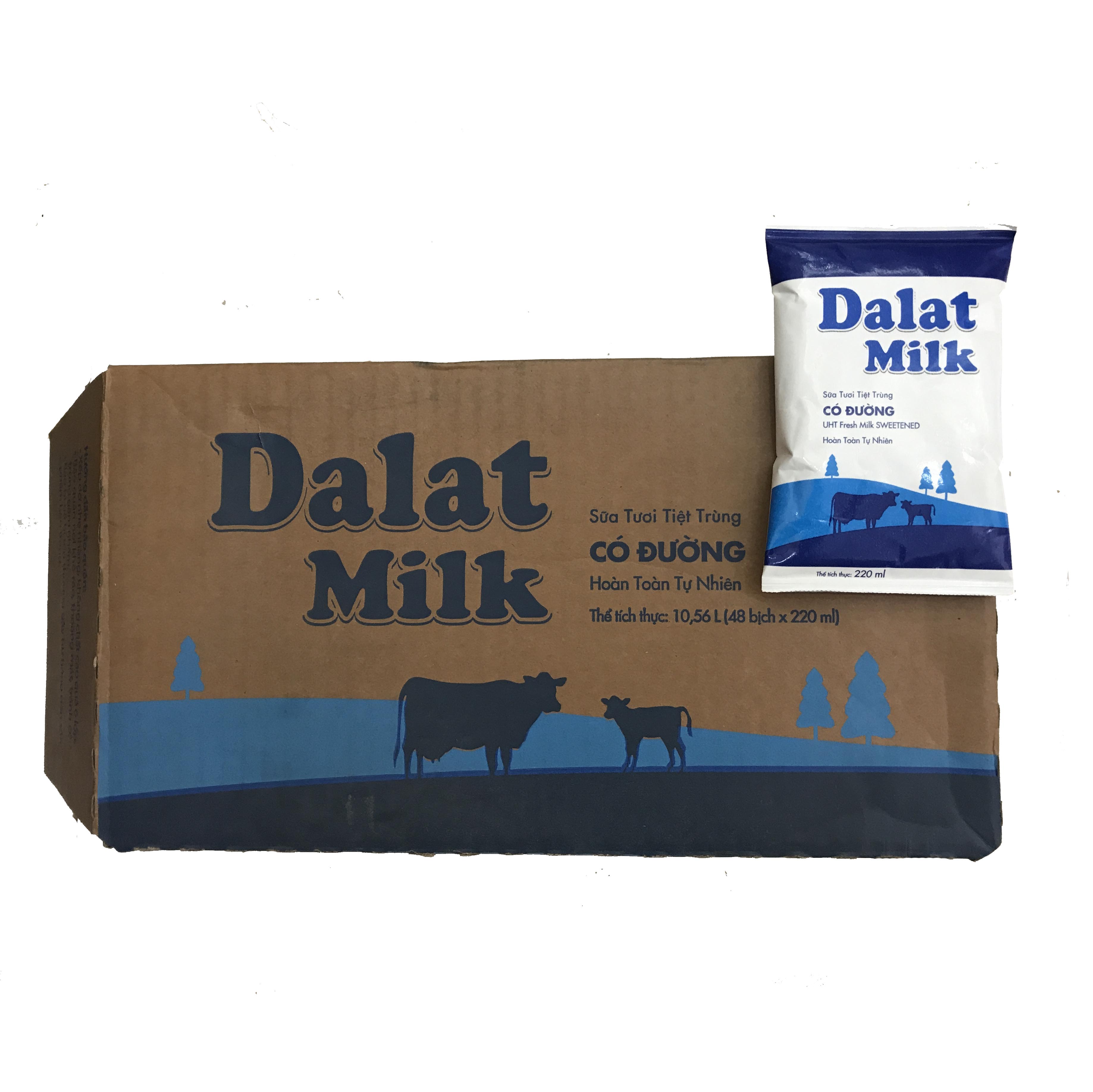Thùng 48 gói Sữa tiệt trùng Dalatmilk