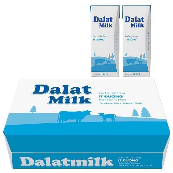 Thùng 48 hộp sữa tươi tiệt trùng Dalatmilk