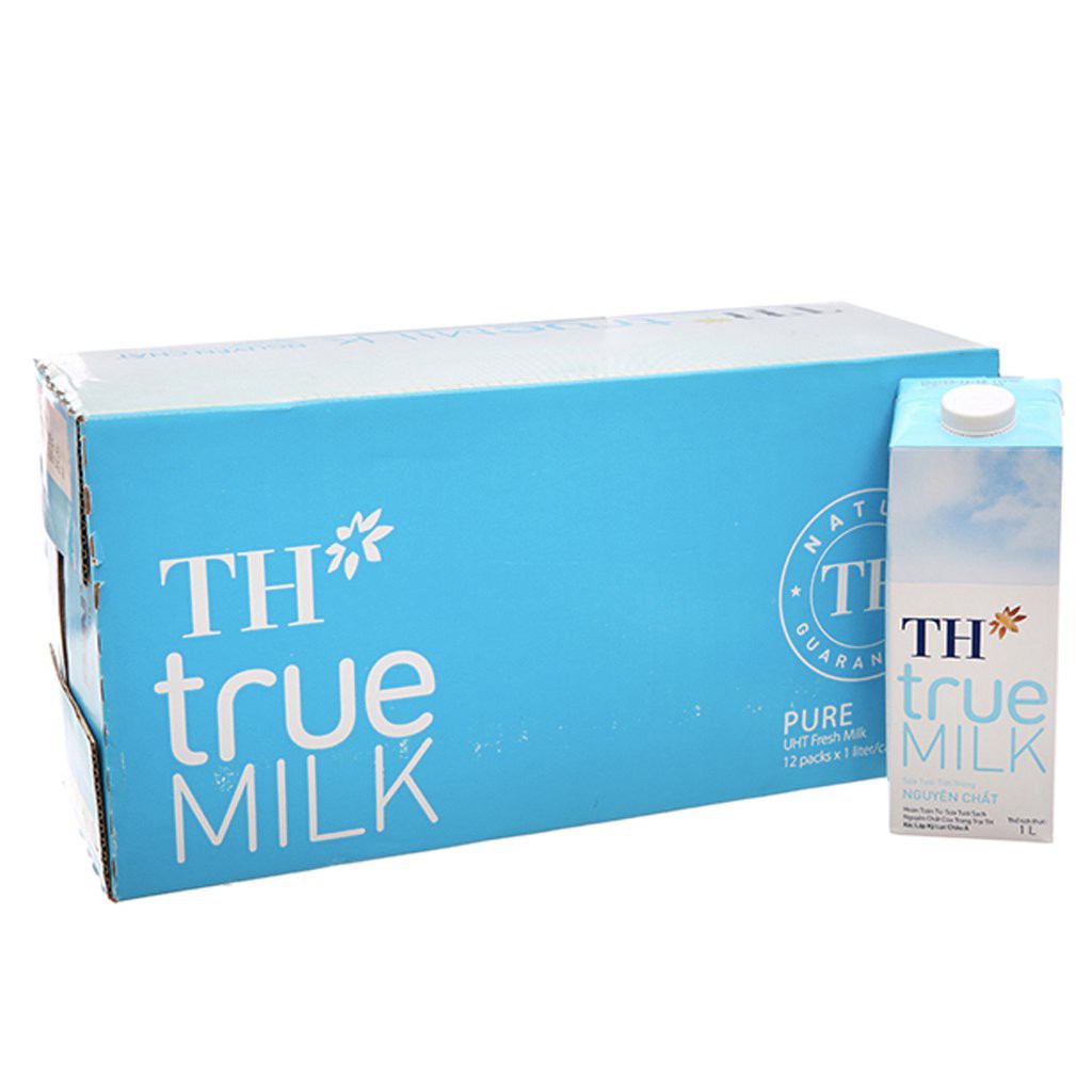 Thùng 12 hộp sữa tươi tiệt trùng nguyên chất TH Tr